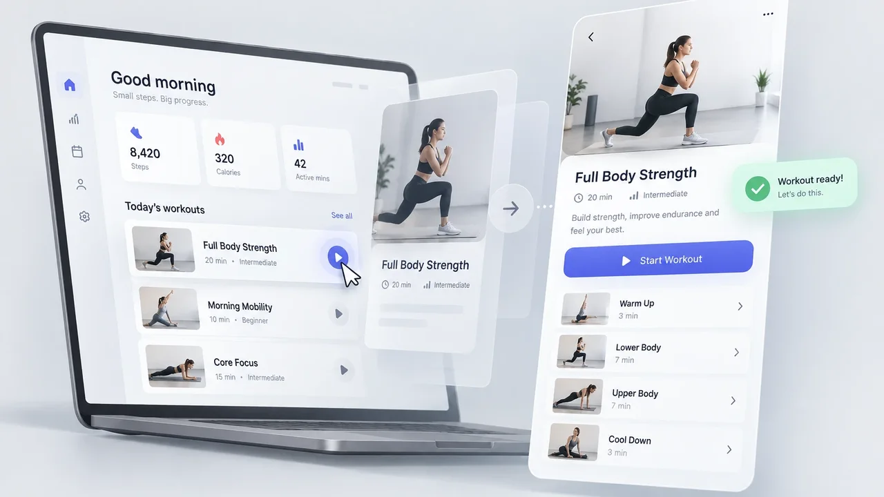 ממשק מוצר בתנועה (Product UI Flow) – פריים לדוגמה